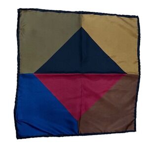 Vintage Ashear Italian All Silk Hand Rolled Geometric Square Scarf Quiet Luxury